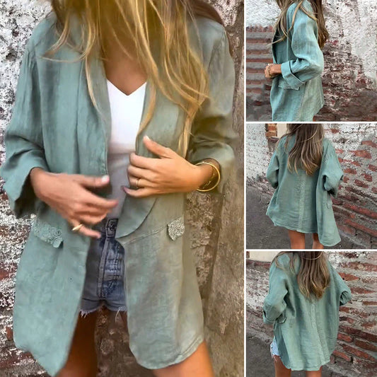 Blazer da donna in cotone e lino