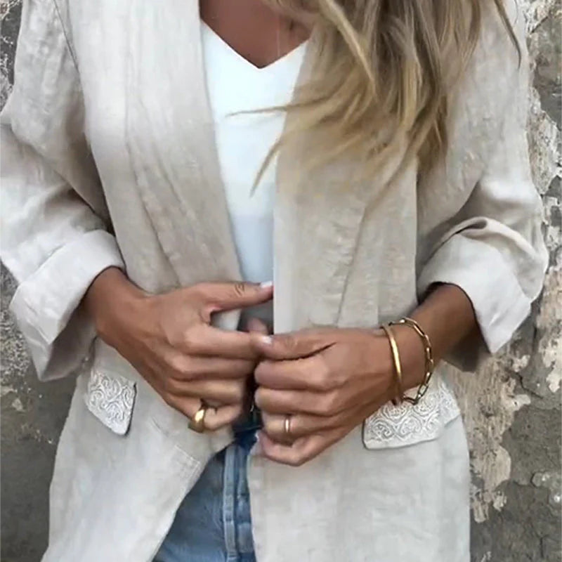 Blazer da donna in cotone e lino