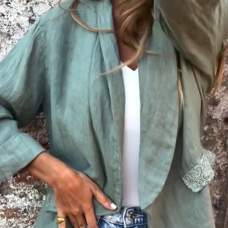 Blazer da donna in cotone e lino