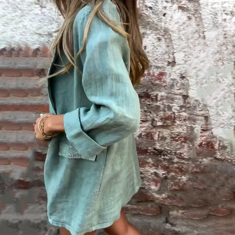 Blazer da donna in cotone e lino